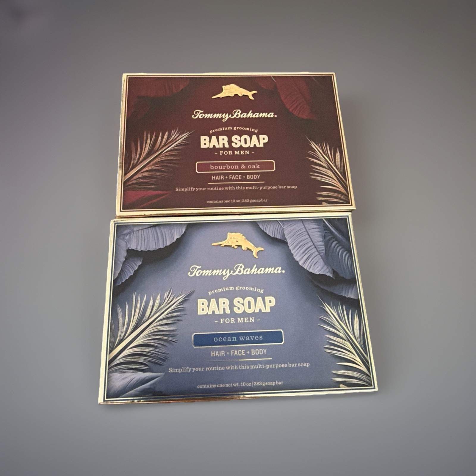 2 Tommy Bahama ocean wave & bourbon & oak Face Body & Hair bar Soap 10oz ea New