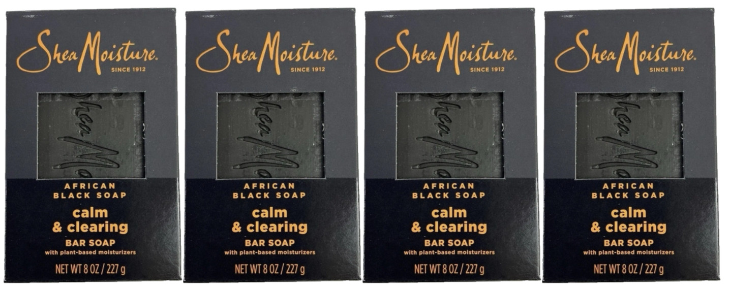 Shea Moisture Calm & Clearing African Black Bar Soap, SheaMoisture, 8oz- 4 Pack