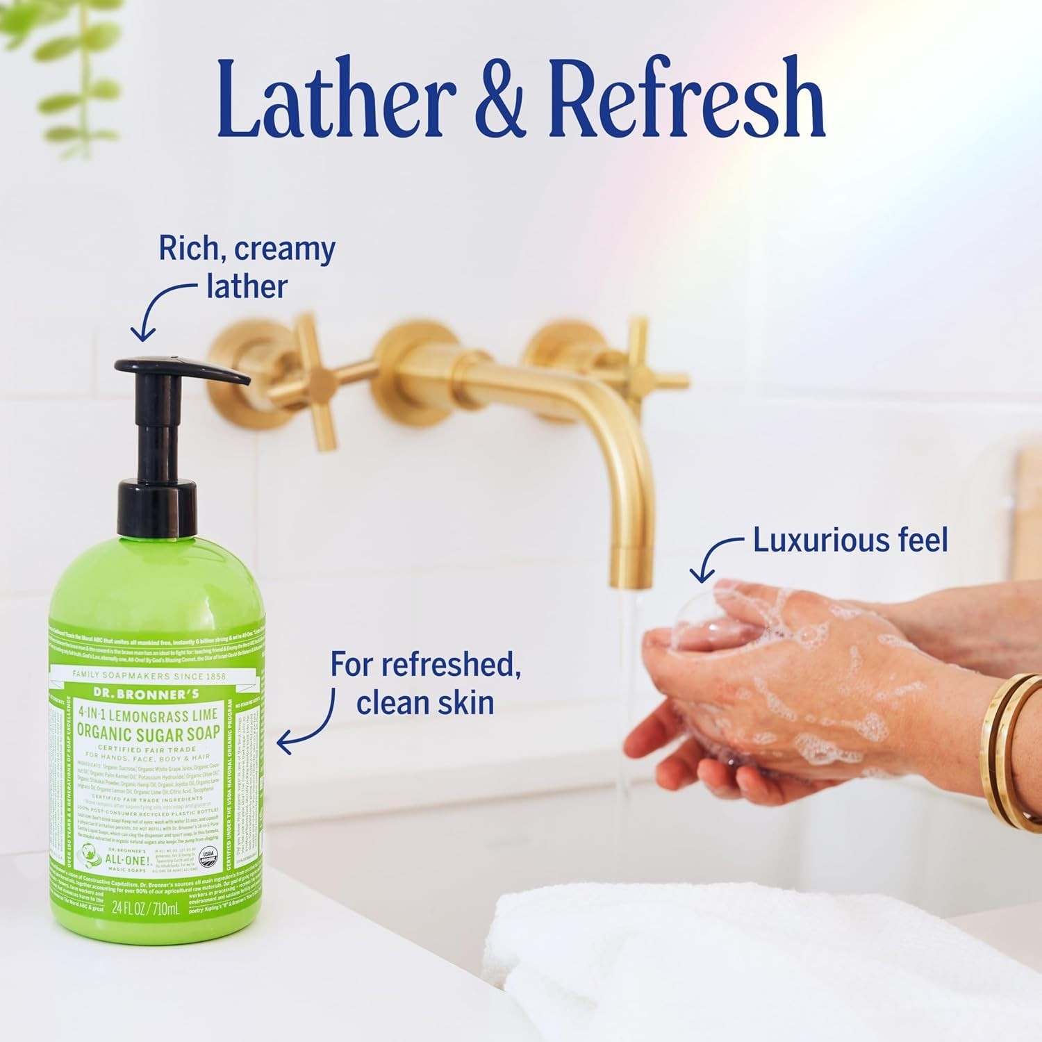 Organic Sugar Soap Lemongrass, 12 Ounce – Made with Regenerative Certified Or…