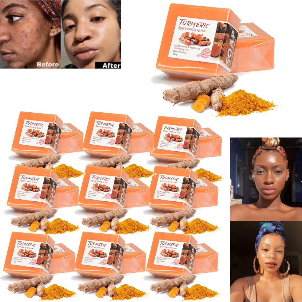 1/3/10pcs Tumeric Soap Skin Whitening Dark Spots lightening Acne Brightening