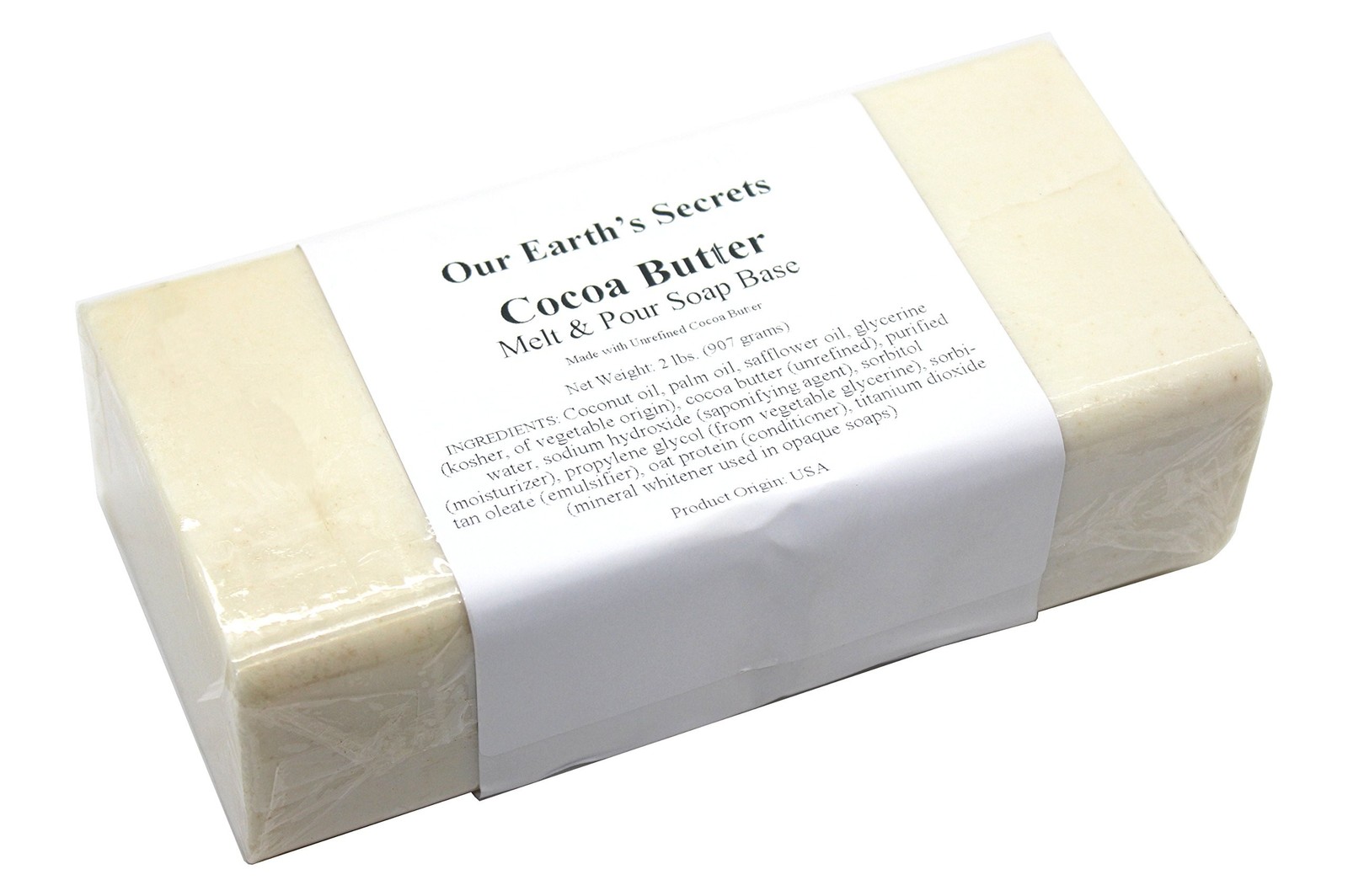 Our Earth’s Secrets Cocoa Butter – 2 Pound Melt and Pour Soap Base