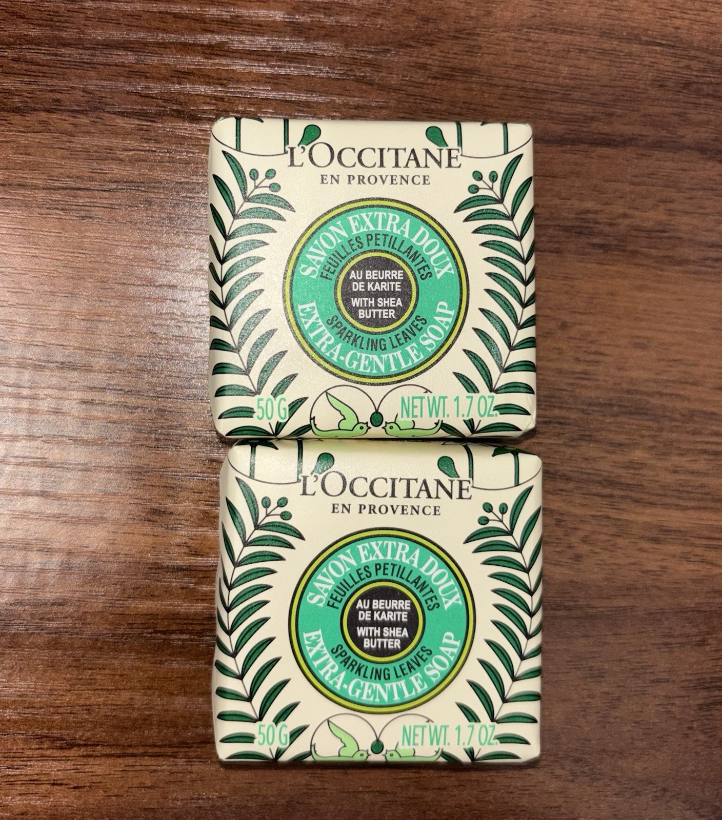 L’Occitane Extra Gentle Soap, Sparkling Leaves Limited Edition, 1.7 oz Pack Of 2