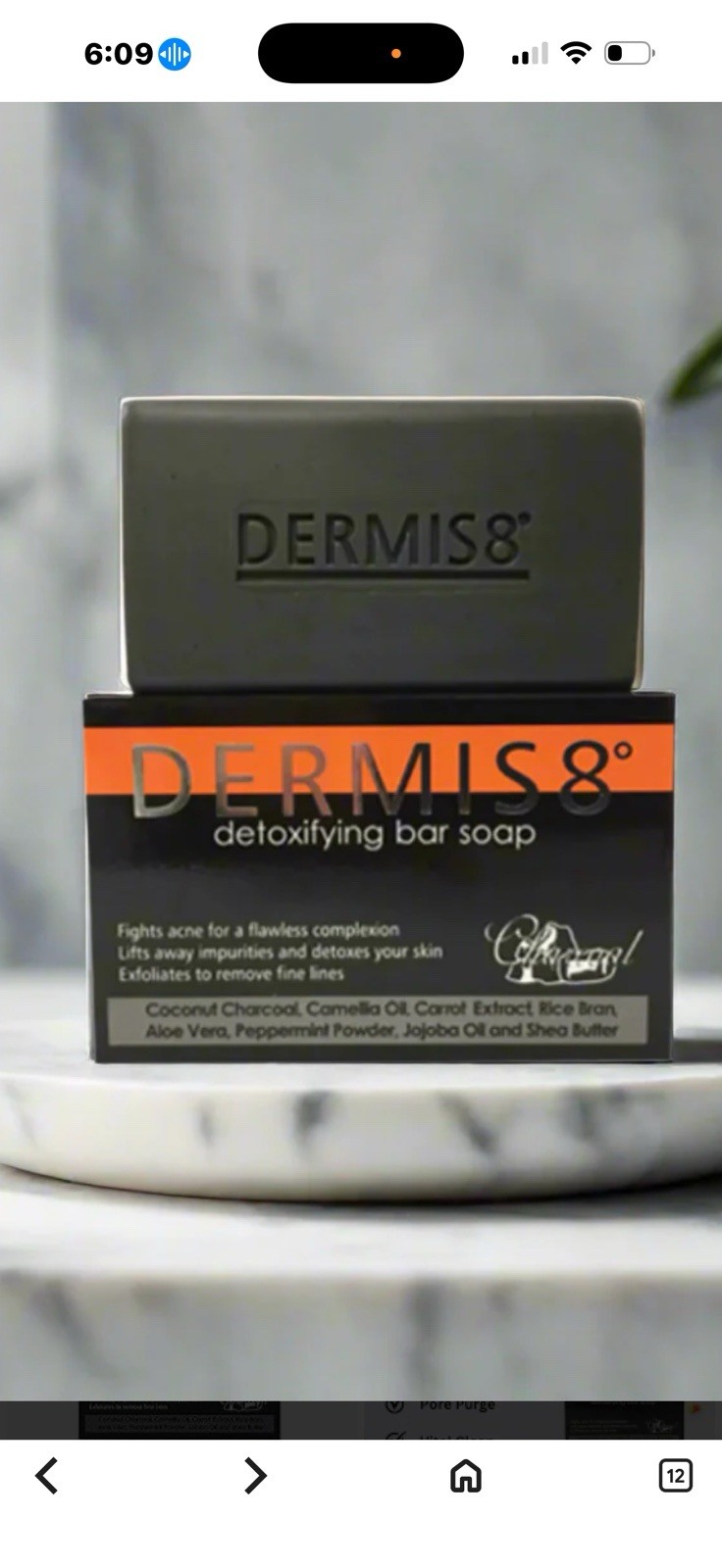 DERMIS8 Detoxifying Exfoliating Charcoal Soap Bar Peppermint Face Body