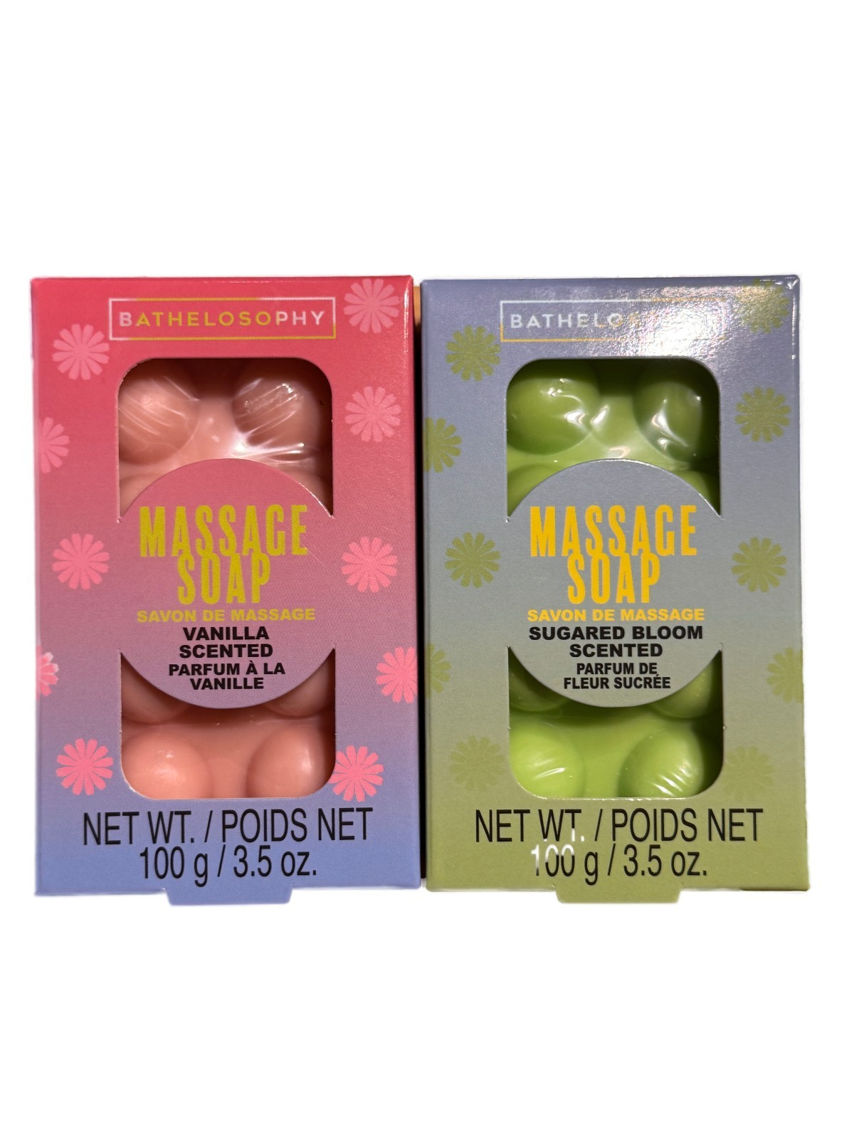 Massage Soap Vanilla Scented & Sugared Bloom Scented set of 2