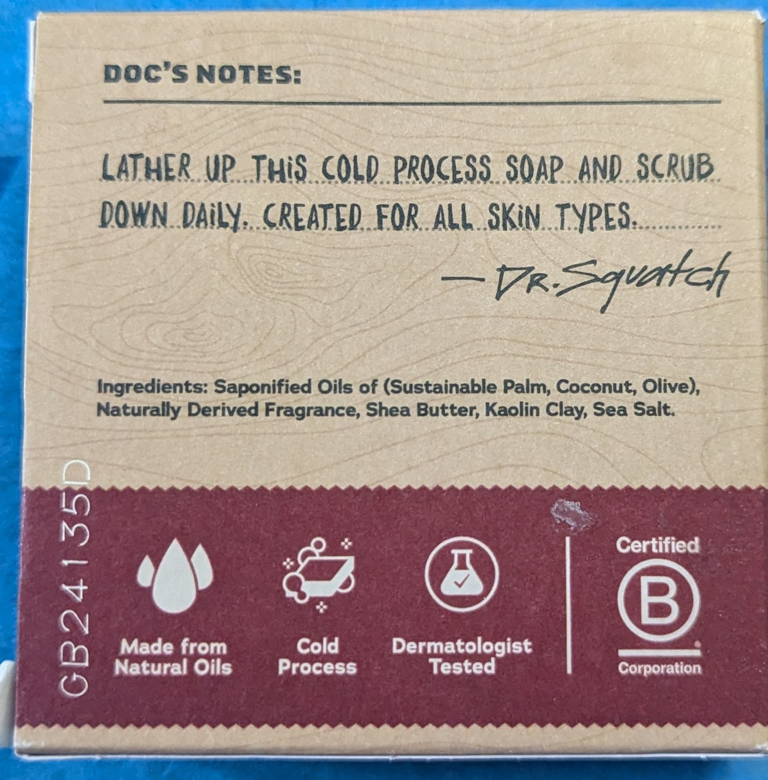 Dr Squatch Men’s Natural Soap Bay Rum Coconut Oil Zero Grit 5 Oz 141 G New