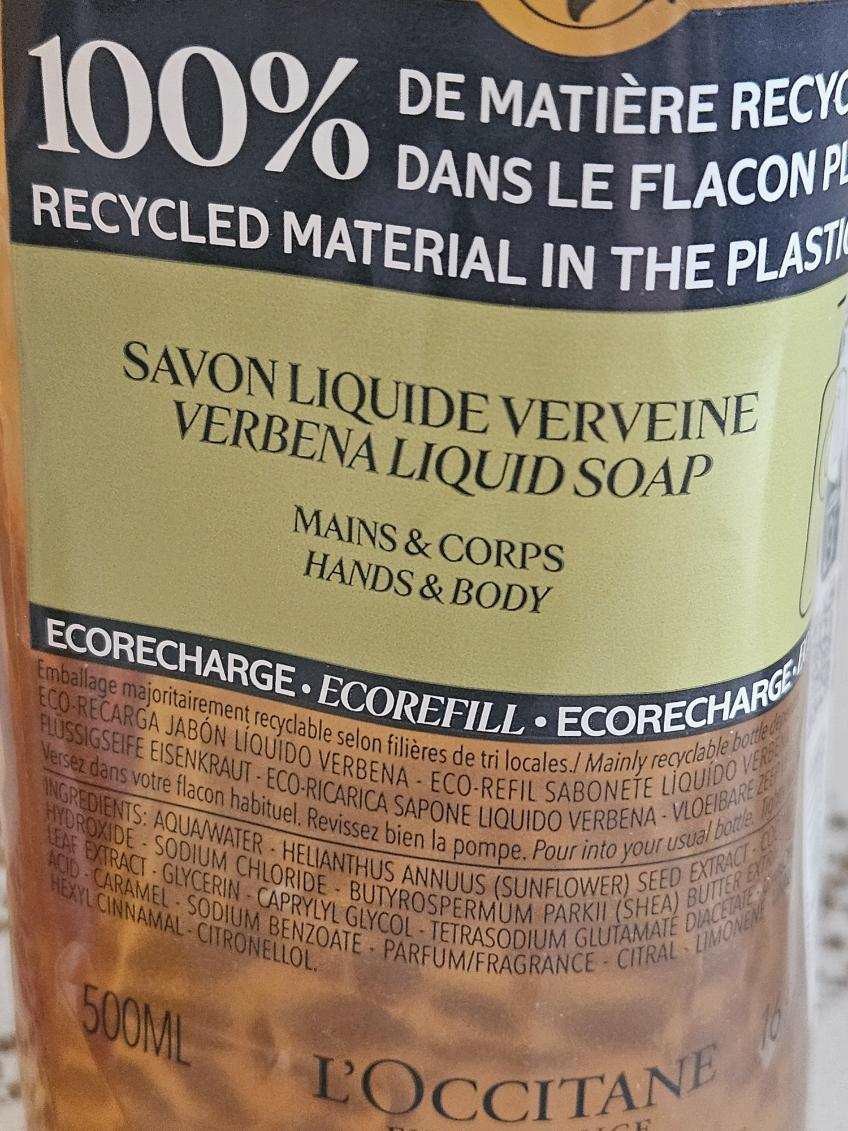 L’OCCITANE Shea VERBANA LIquid Soap REFILL Hand & Body 16.9 fl oz Ea. X 2 France