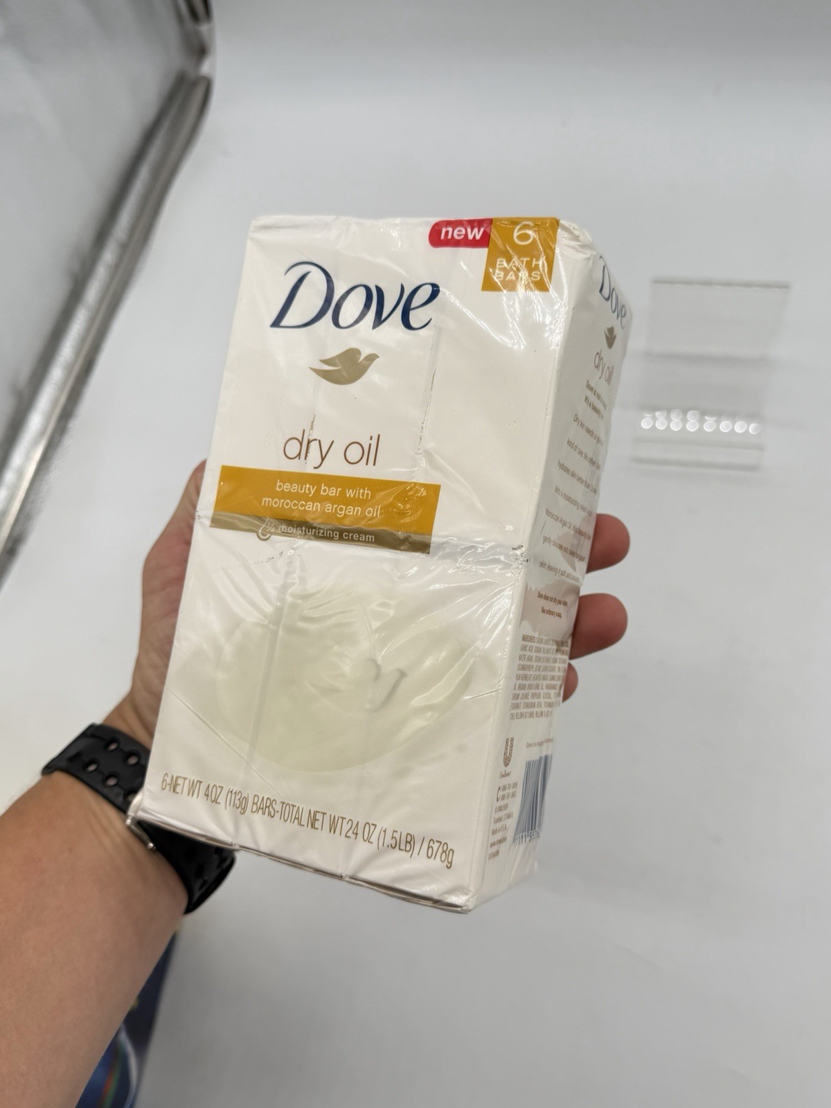 Dove Dry Oil Beauty Bars W/ Moroccan Argan Oil 4 oz (6 Pack) NEW OLD STOCK