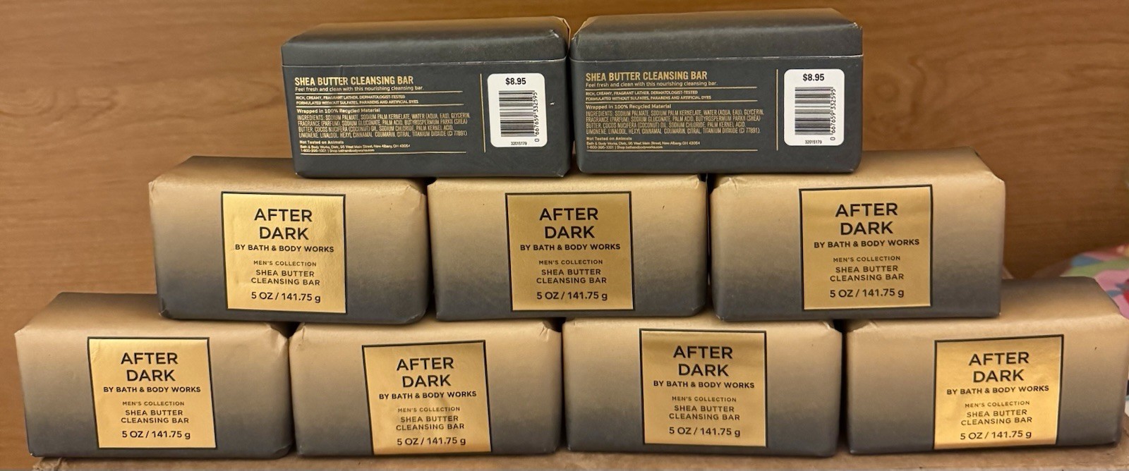 9 X New Bath & Body Works Men’s Collection After Dark Shea Butter Bar Soap 5oz.