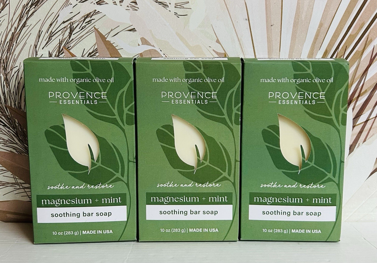 3-Pack Provence Essentials ~ Magnesium & Mint Restoring Bar Soap w/ Organic Oil