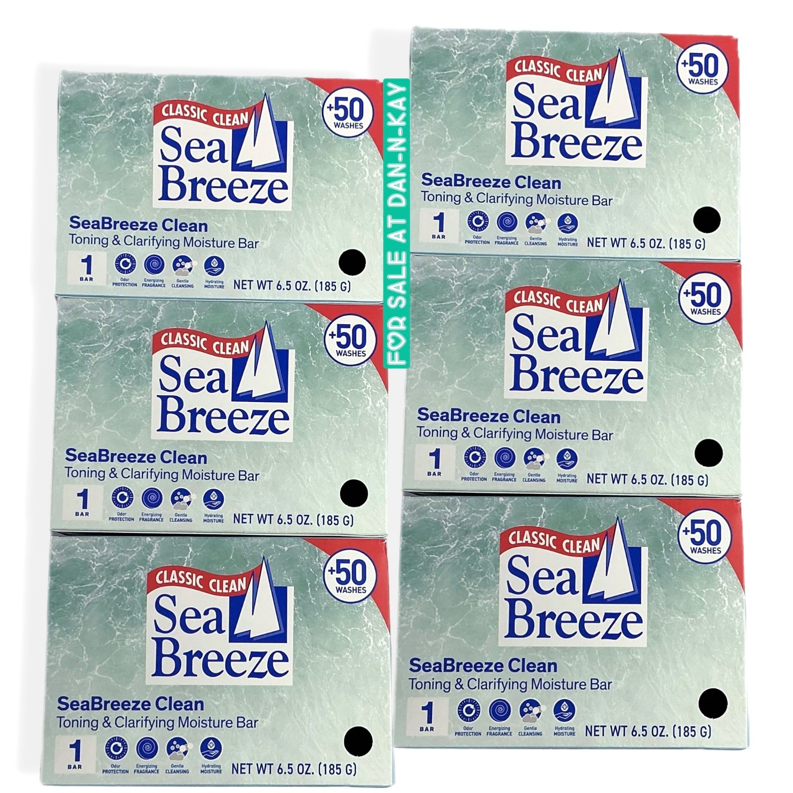 6 SEA BREEZE CLASSIC CLEAN TONING & CLARIFYING MOISTURE BAR SOAP 6.5 oz