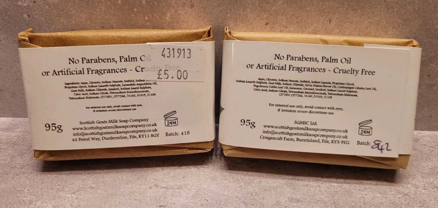 2 Goat Milk Soaps Moisturizing Handmade Bars from Scotland 3.35 oz Lavender