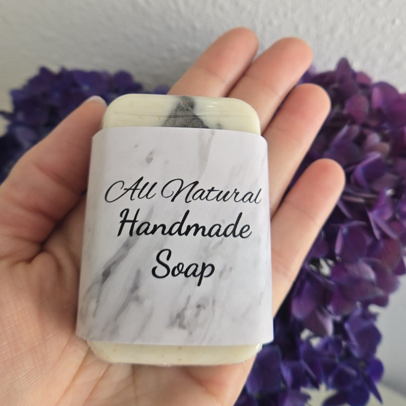 REBESSENCE All Natural Handmade Marble Detox Soap Bar 2.5 oz White/Black