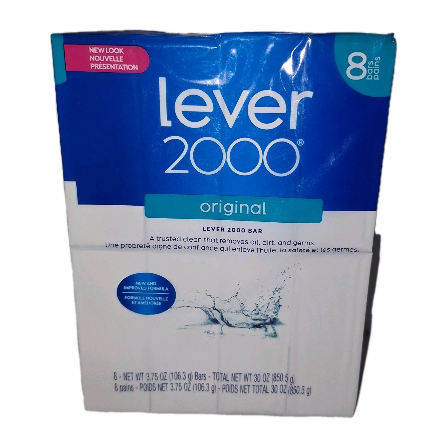 Lever 2000 Original 8 Bars Soap Removes Oil Dirt Germs 3.75 Oz Ea