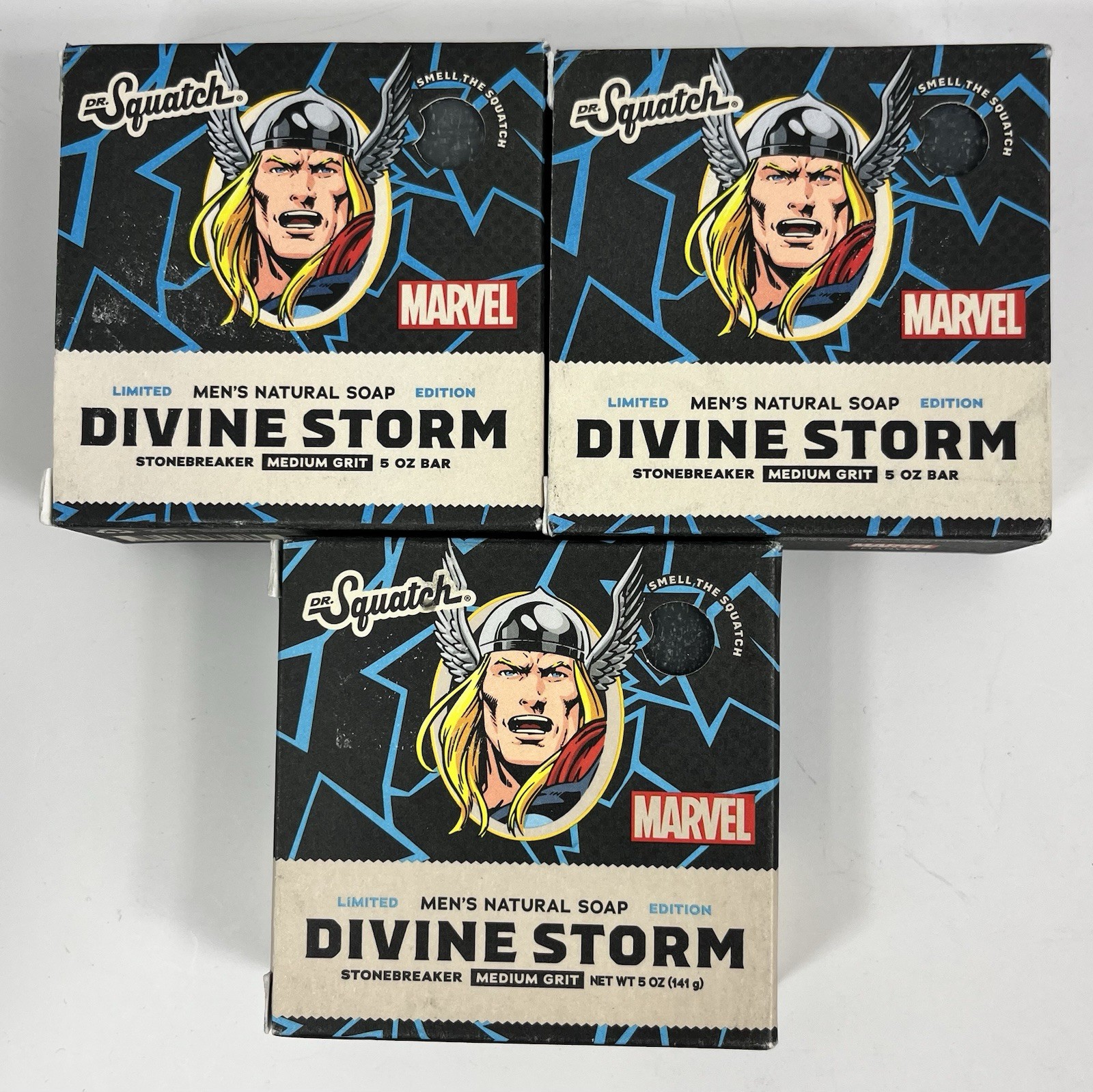 3 Pack Dr Squatch Divine Storm Thor Limited Edition Soap Marvel Avengers