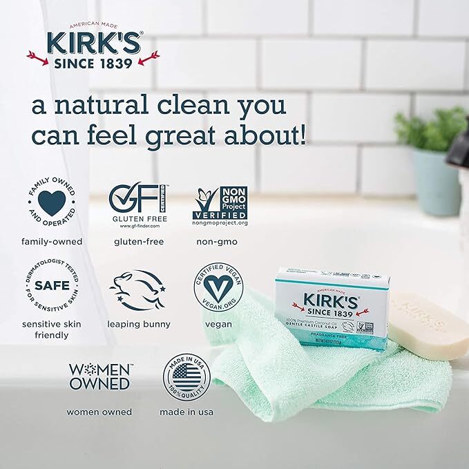Kirk’s Original Coco Castile Soap Fragrance Free 4 oz pack of 24