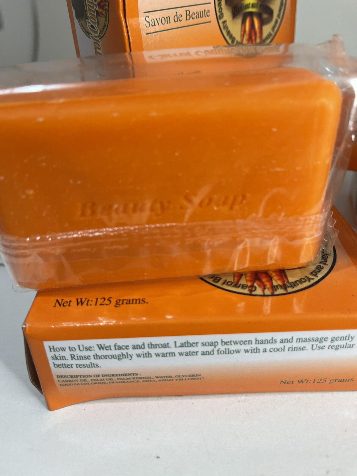 Carrot Complexion Bar Soap With Carrot Oil 125 Grams. Older Formula 7 Years Old