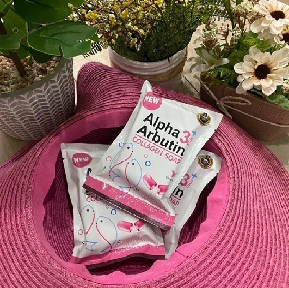 2 Packs Alpha 3 Plus Arbutin Collagen Whitening Body Soap Skin Reduce Acne 80gr