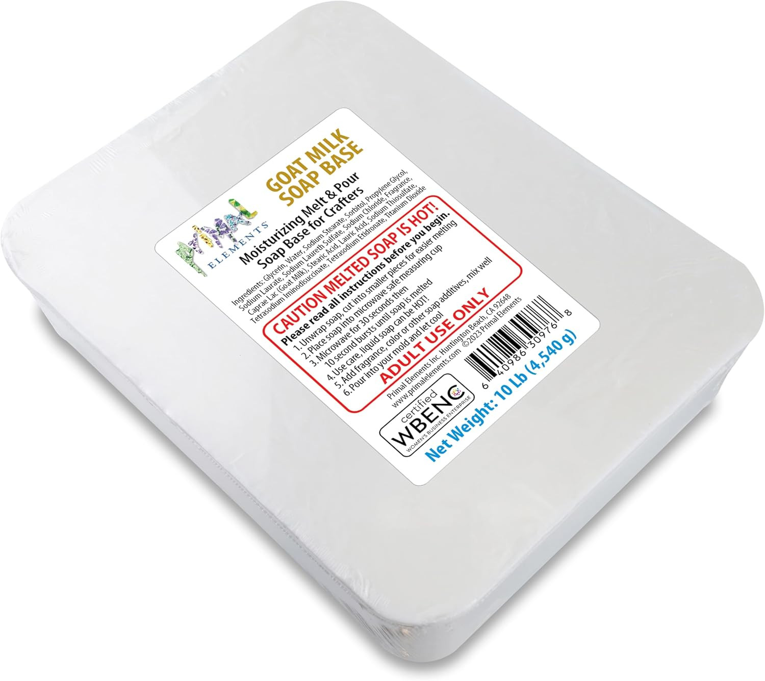 Primal Elements Goat Milk Soap Base – Moisturizing Melt and Pour Glycerin Soap B
