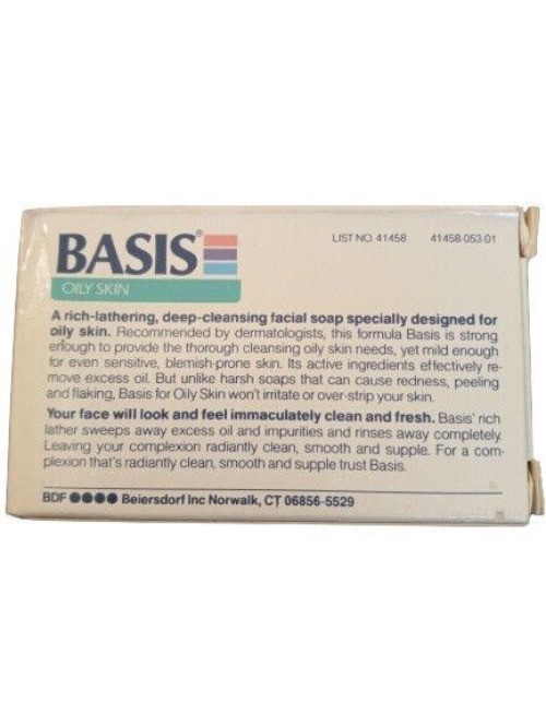 Basis Oily Skin Bar Soap 3 Oz For Deep Cleansing & Fresh Skin NEW Vintage 1994