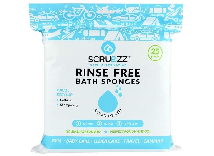 Scrubzz Disposable No Rinse Bathing Wipes – 25 Pack – All-In-1 Single Use Wipes