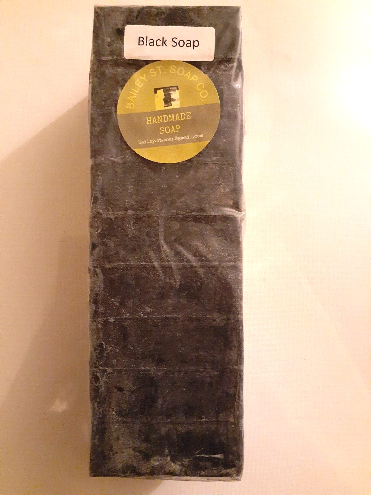Black handmade soap loaf 9 Precut square bars