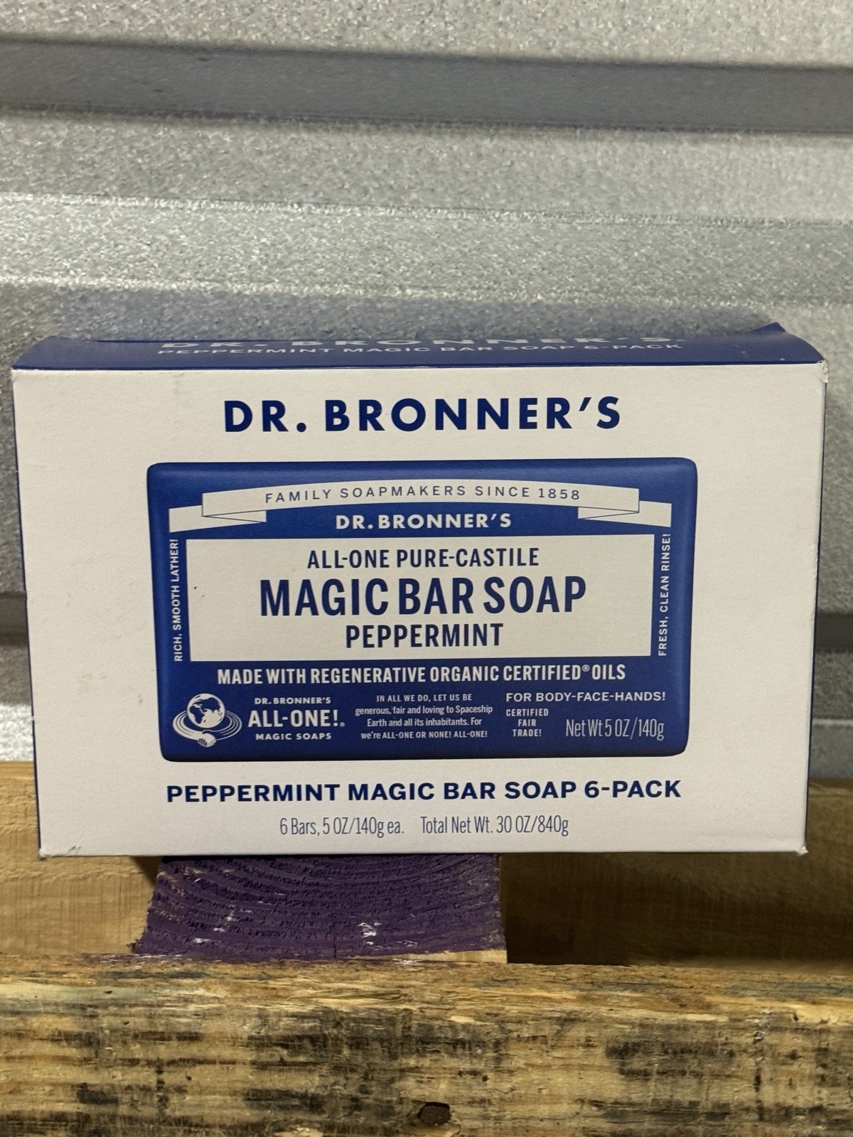 Dr. Bronner’s All-Pure Castile Magic Bar Soap – Peppermint 5 Oz (6-Bar Box)