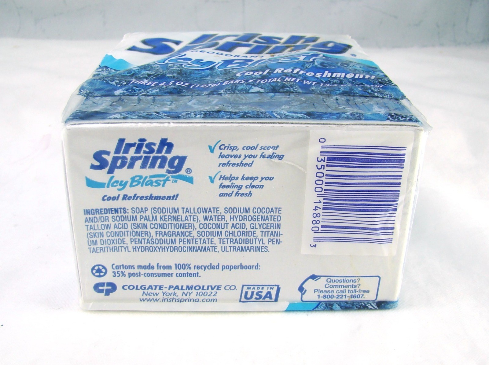 Colgate Palmolive IRISH SPRING ICY BLAST 3 Pack Soap Bars 4 1/2 oz @ NIB Vintage