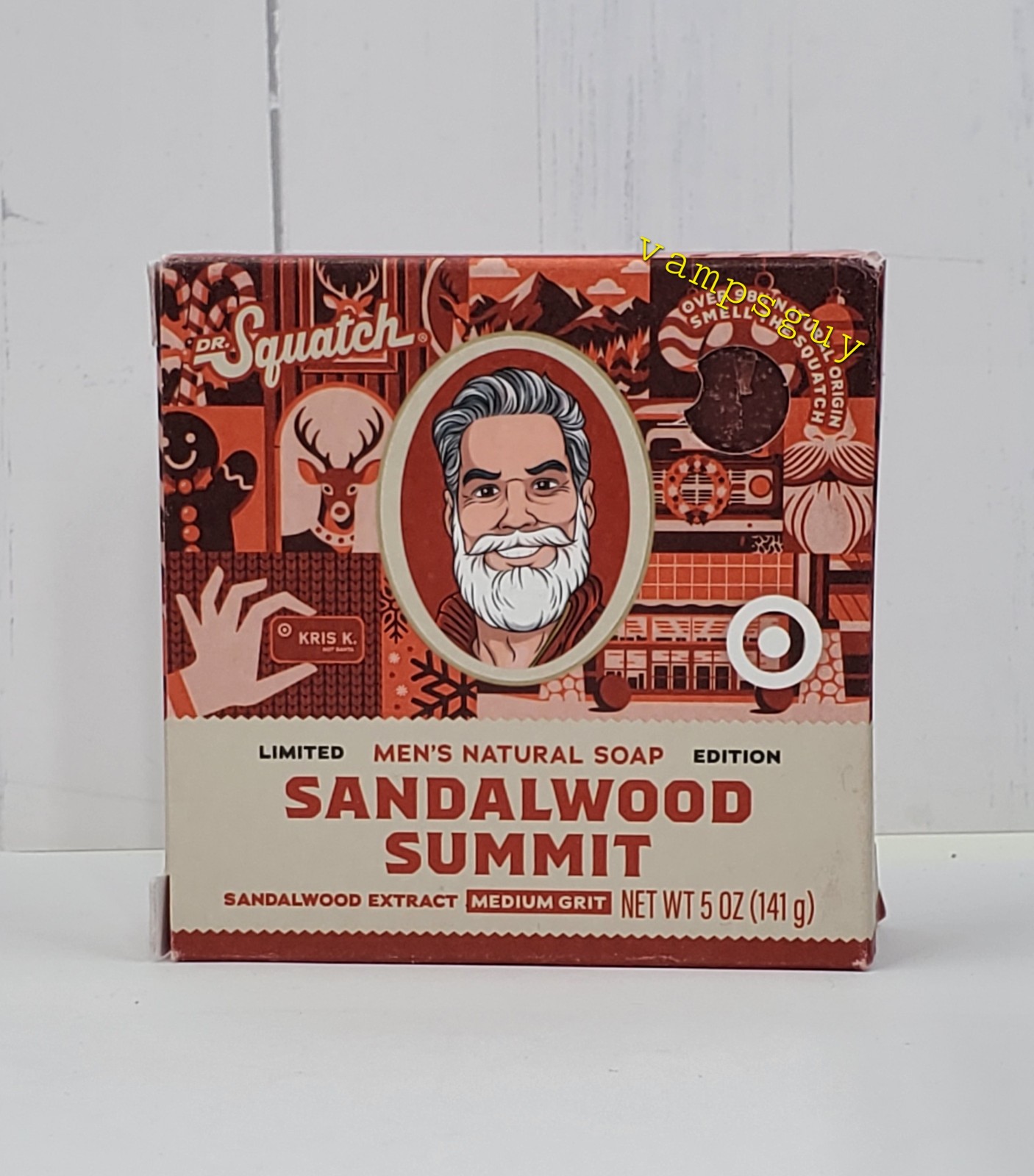 Dr. Squatch Limited Ed. Bar Soap Hot Santa Sandalwood Summit Med Grit 5oz