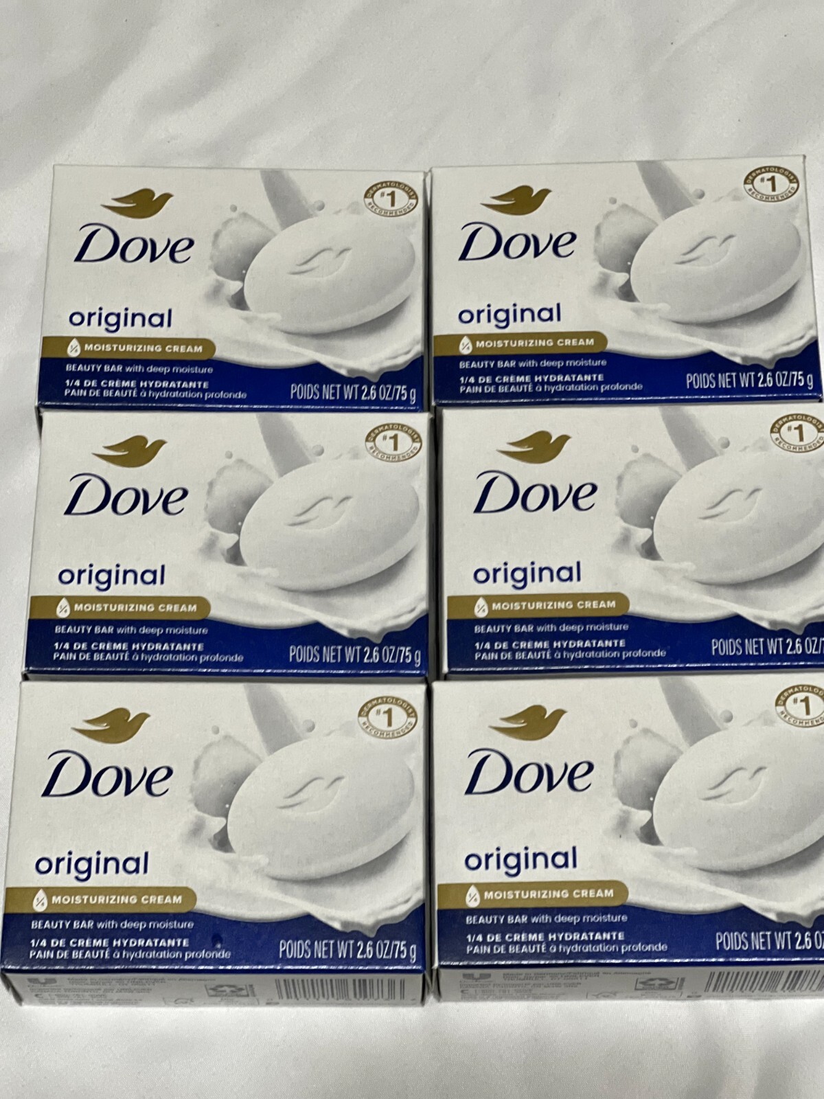 6 PACK DOVE ORIGINAL 1/4 MOISTURIZING CREAM BEAUTY BAR 2.6 OZ