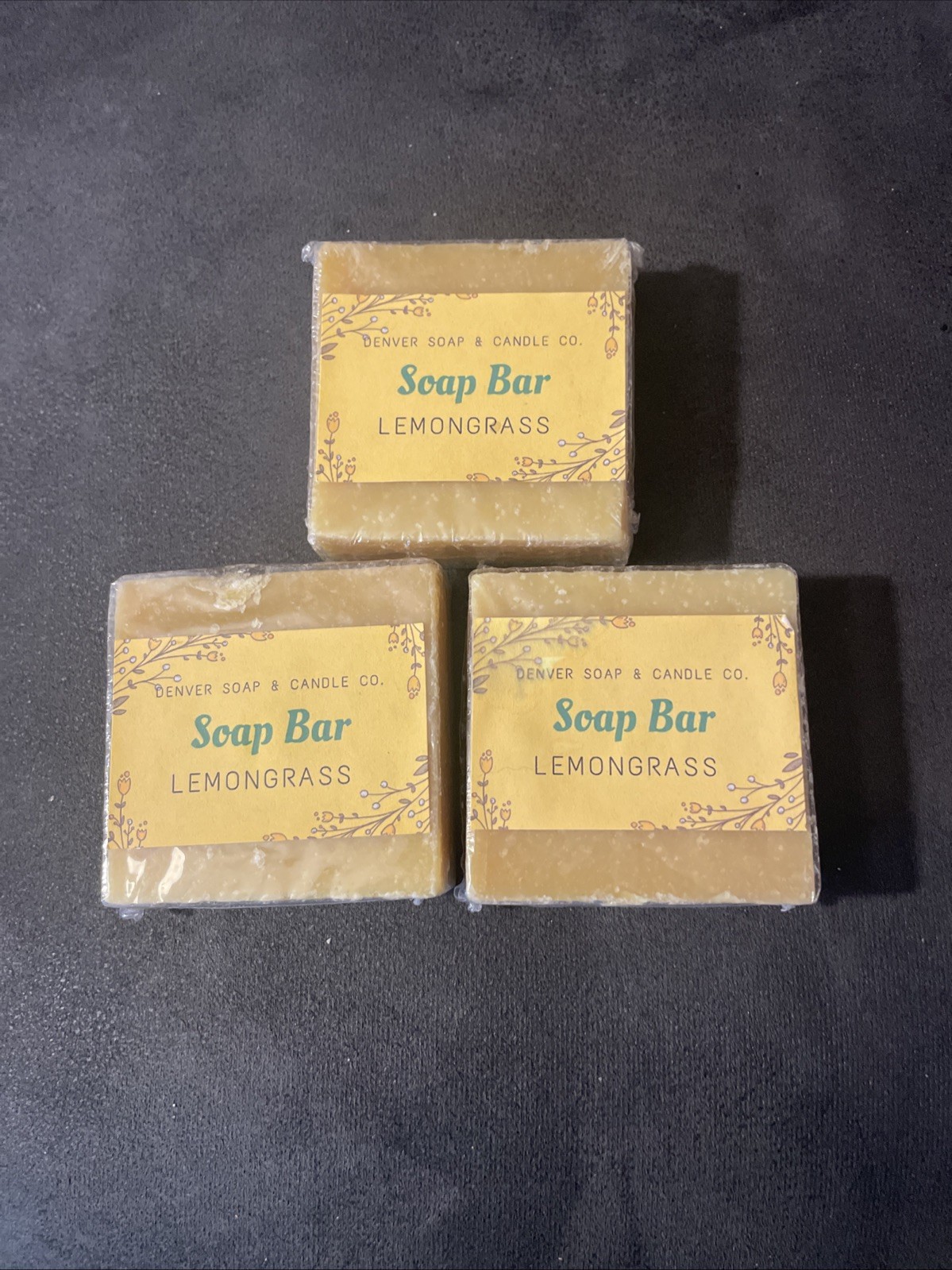 (3), 4 1/2 OZ Lemongrass Scented Bath Soap Bar From Denver Soap & Candle Co.