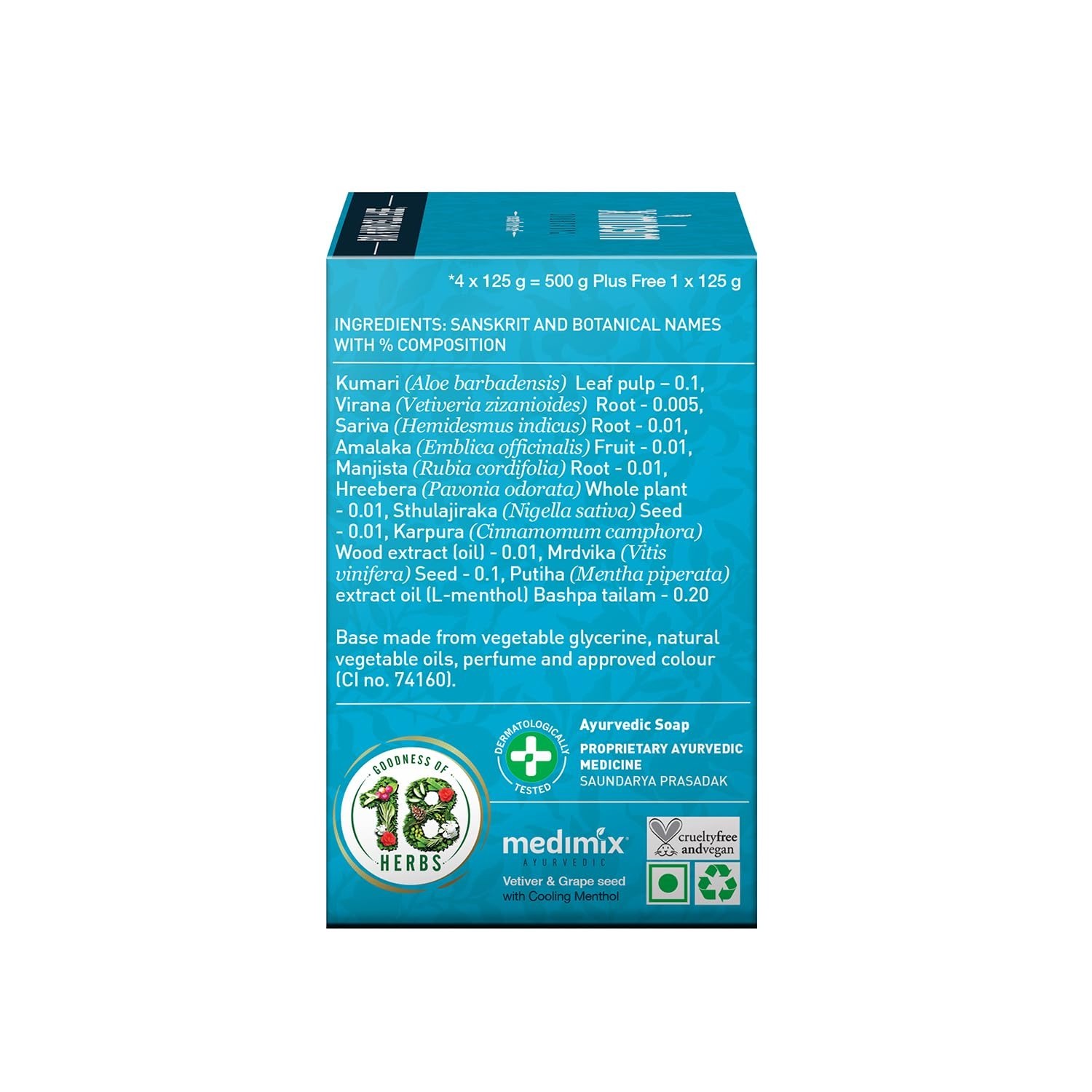 Medimix Nature Cool Herbal Soap 125g x 5 | Cooling Bar | Paraben & Sulphate Free