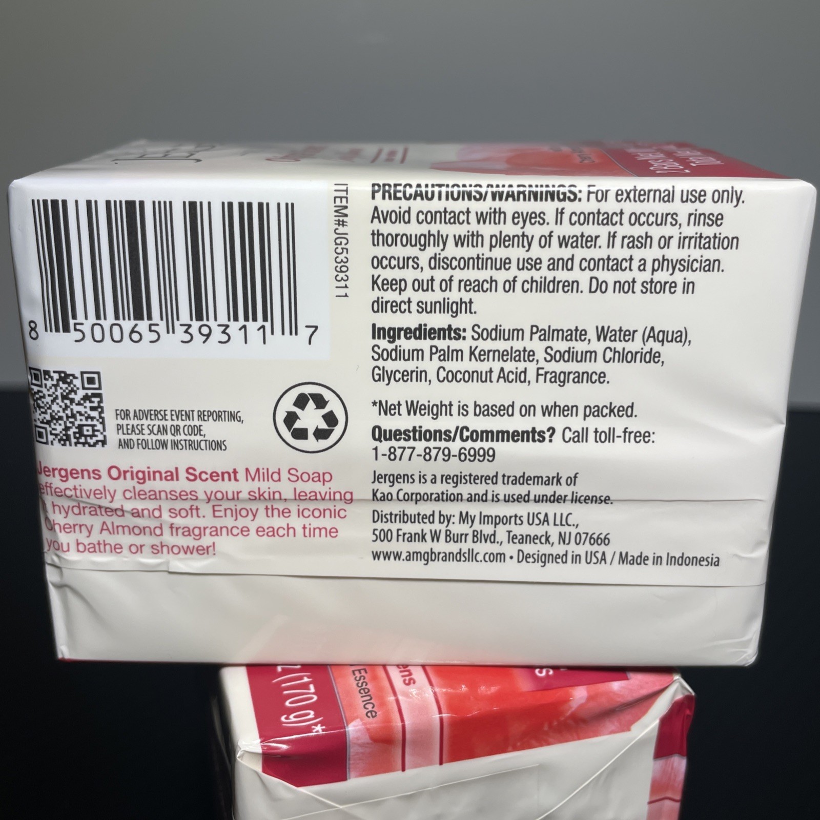 Jergens Cherry Almond Mild Soap Original Scent 3oz Each 4 Total Lot Of 2 New