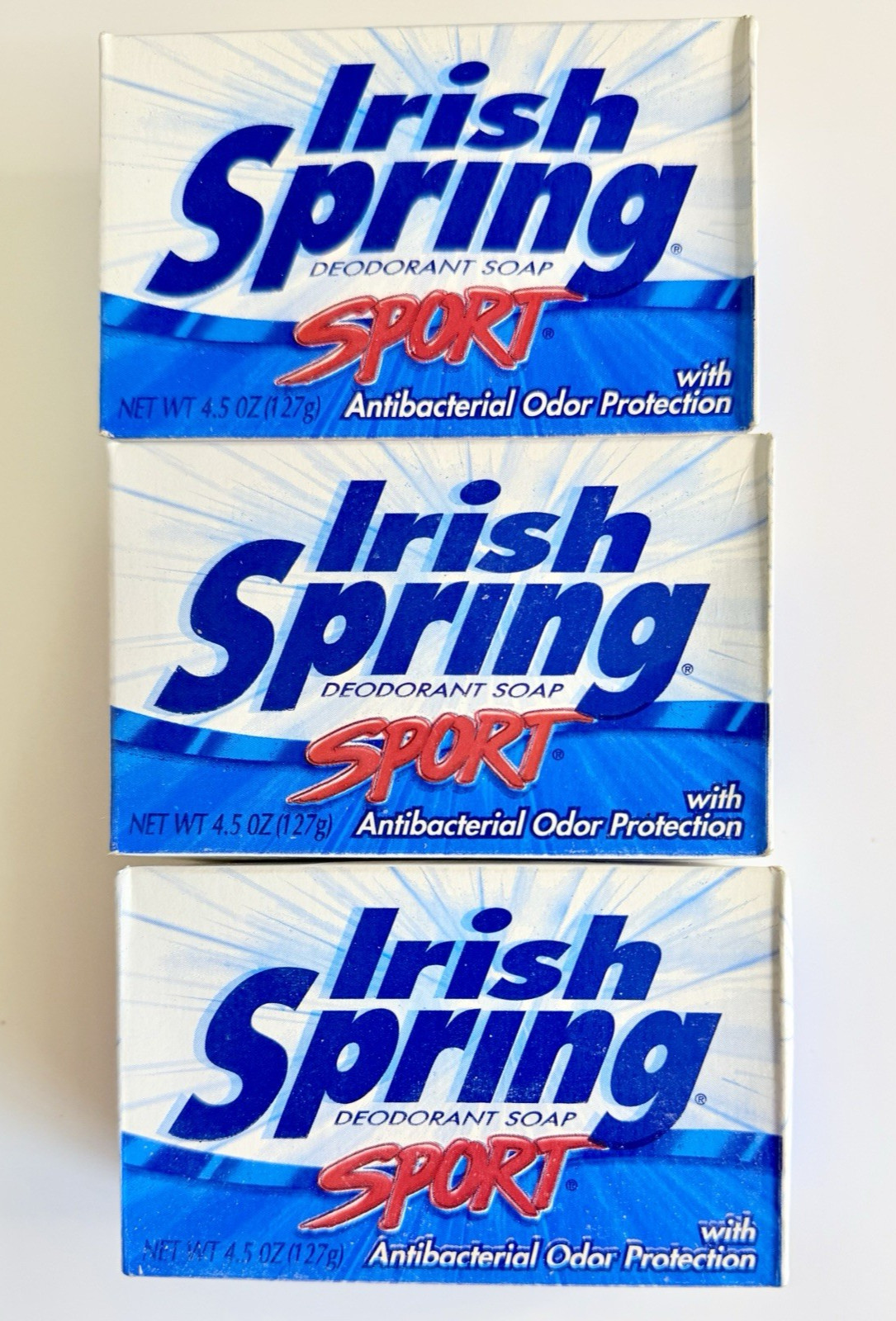 Colgate Palmolive IRISH SPRING SPORT 3 Lot Soap Bars 4 1/2 oz @ NIB Vintage