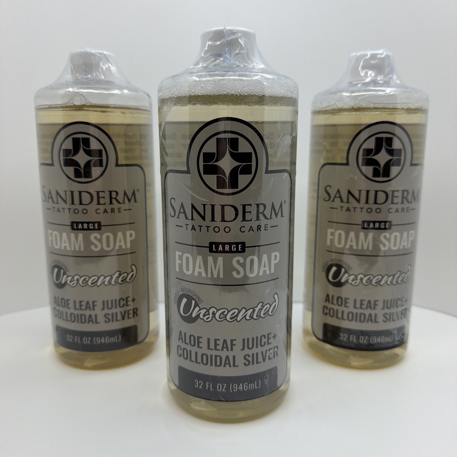 Saniderm Foaming Tattoo Soap 32oz 3 PACK Shop Size Gentle Natural Soap NEW