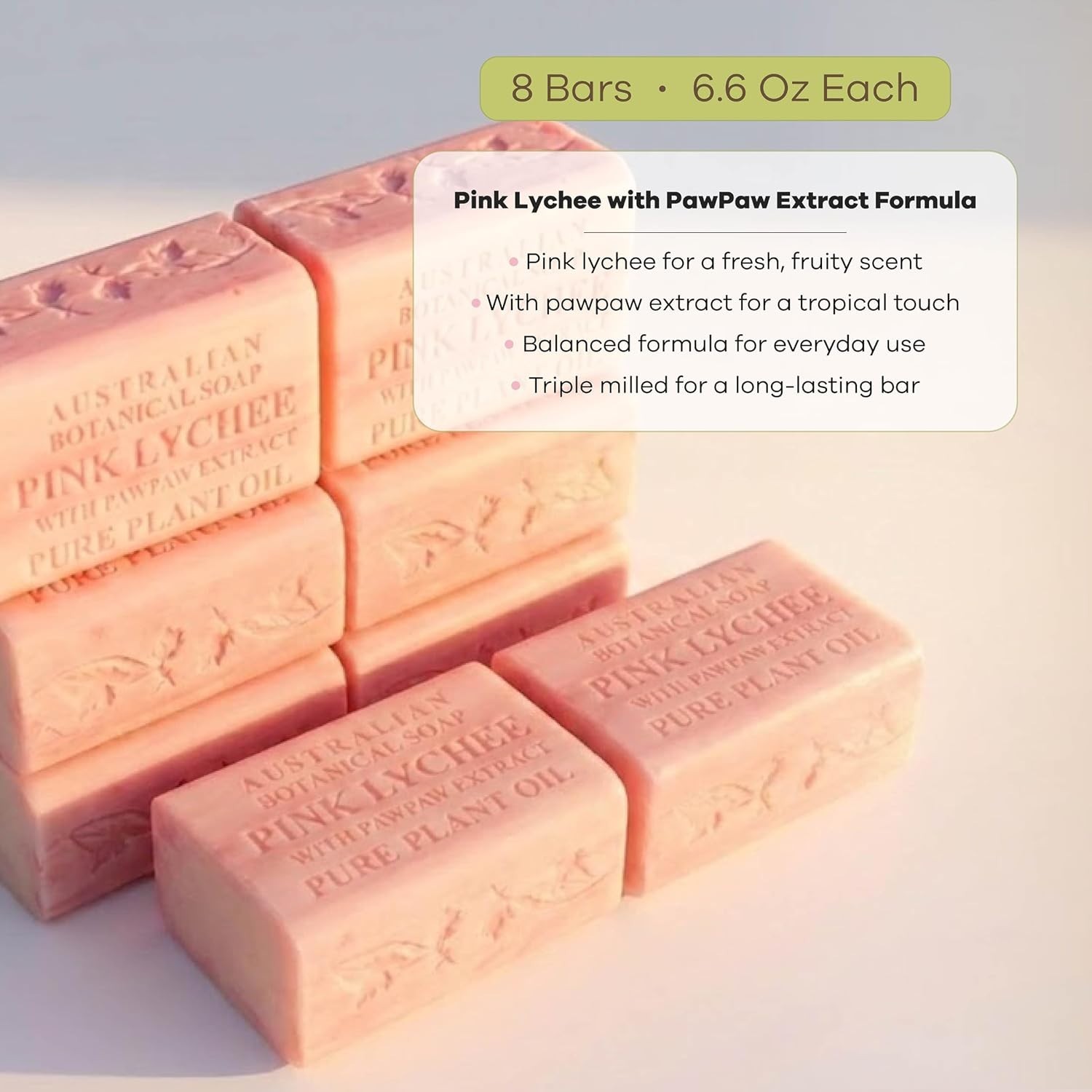 Natural Soap Bars with Pawpaw Extract, Pack of 8