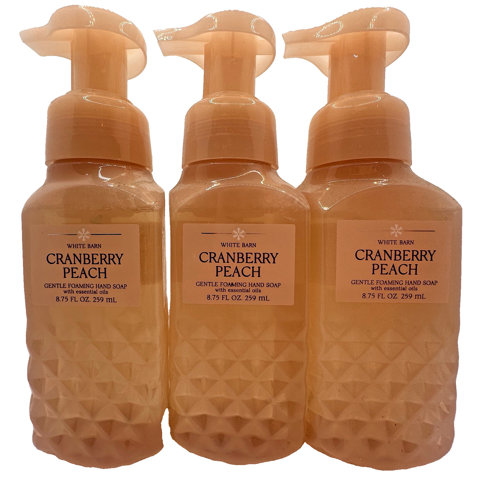 Bath & Body Works Cranberry Peach Gentle Foaming Hand Soap 8.75 Oz x3