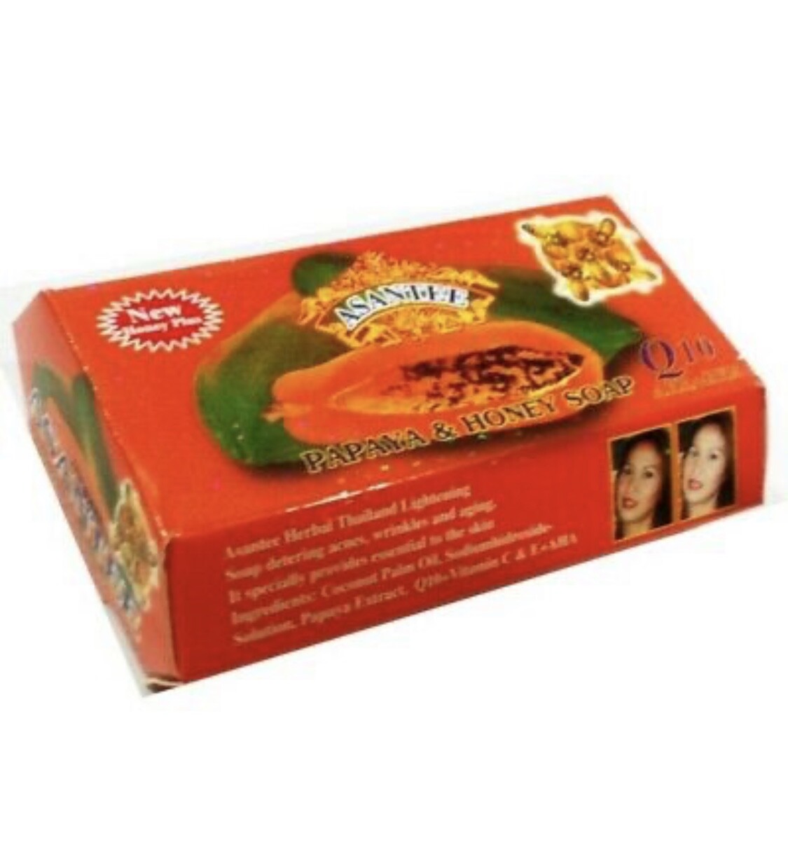 6 Bars x 125g Soap Papaya and Honey Asantee Face And body Anti Acne