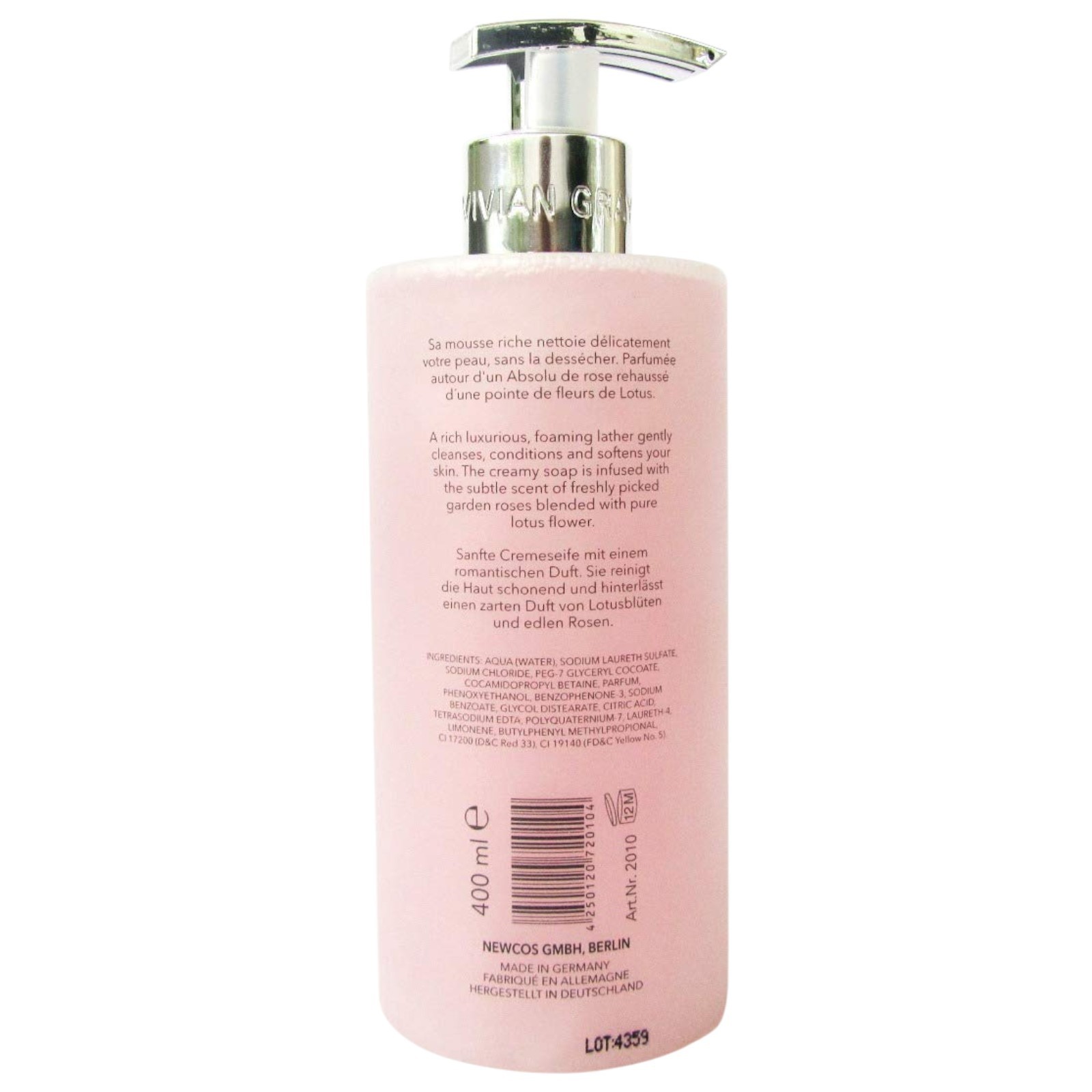 Vivian Gray Aroma Selection Lotus & Rose Cream Soap 13.5 Fl Oz