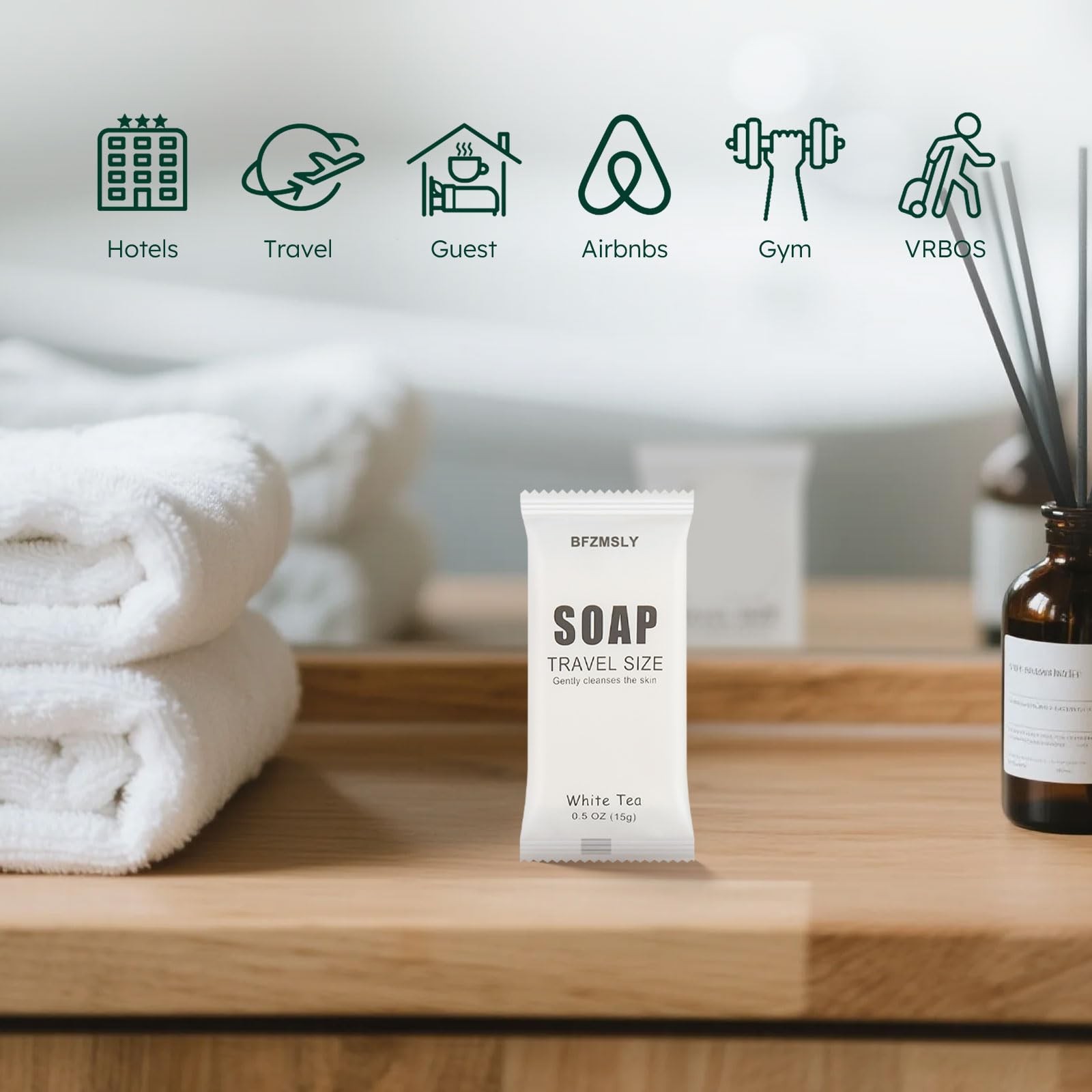 50 Pack Bulk Wrapped Hotel Bar Soap, 0.5 oz (15g), White Tea Scent – Mini Gue…