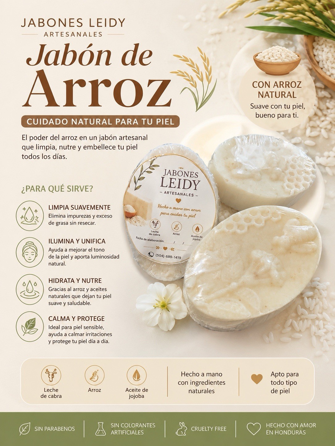 Jabones Leidy Artesanales Handmade All Natural Assorted Soap Set Honey 7 oz