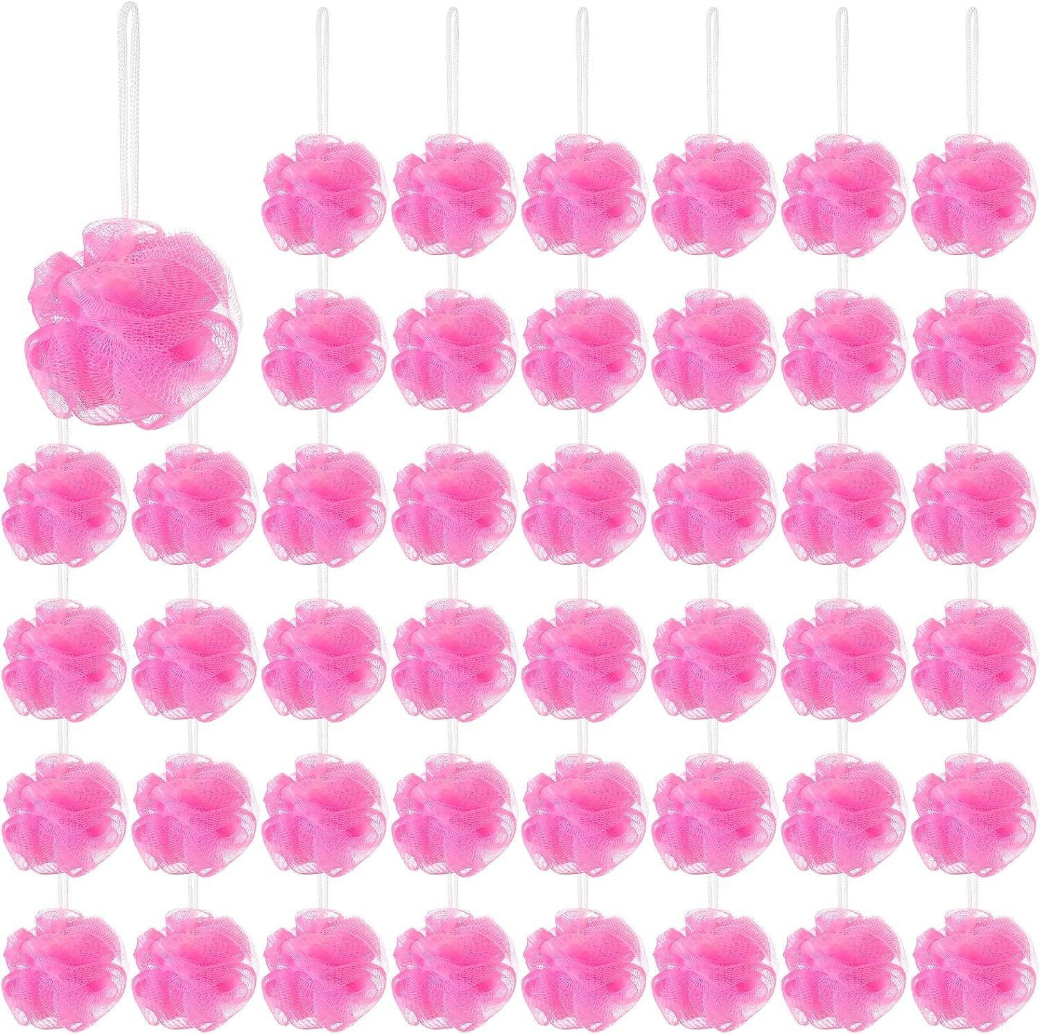 Suttmin 50 Pcs Bath Sponge Shower Loofahs Bulk or Pink