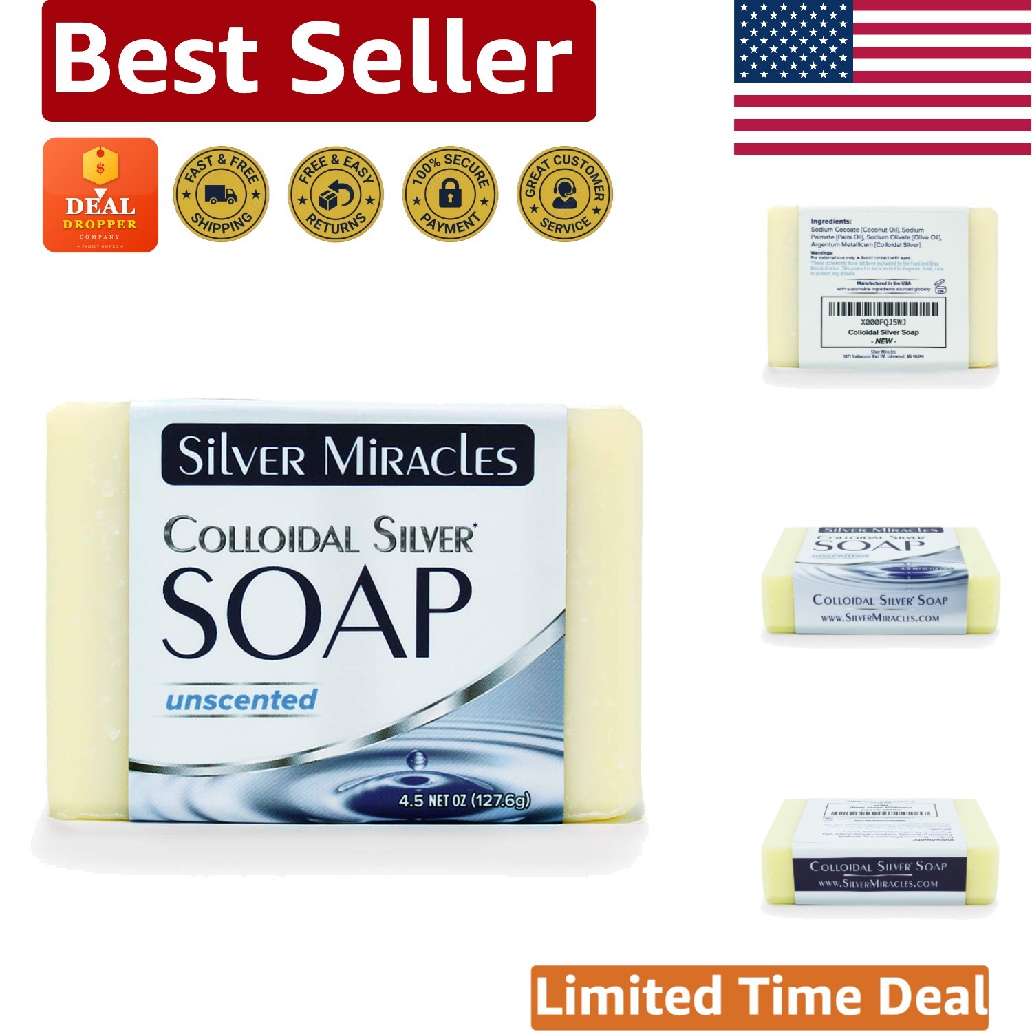 Gentle Colloidal Silver Soap Bar – Cruelty-Free, Unscented, Family Friendly