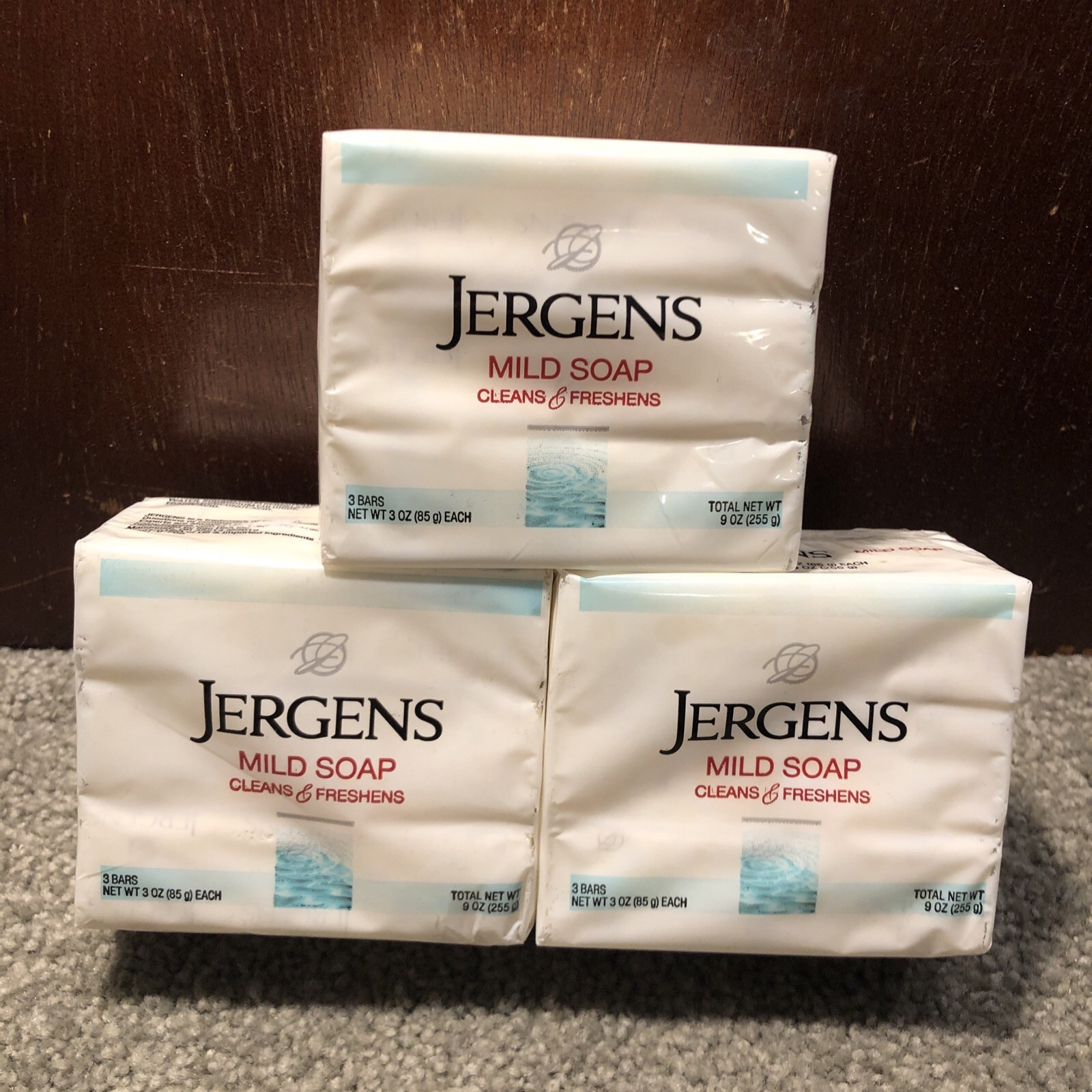 X3 Jergens Mild Soap, Cleans & Freshens, 3 Bars- 3oz Each (9oz Total)