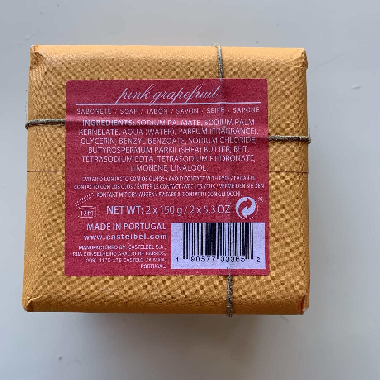Castelbel Pink Grapefruit Luxury Soap (1) 2x 5.3 Oz 2 TOTAL Made In Portugal