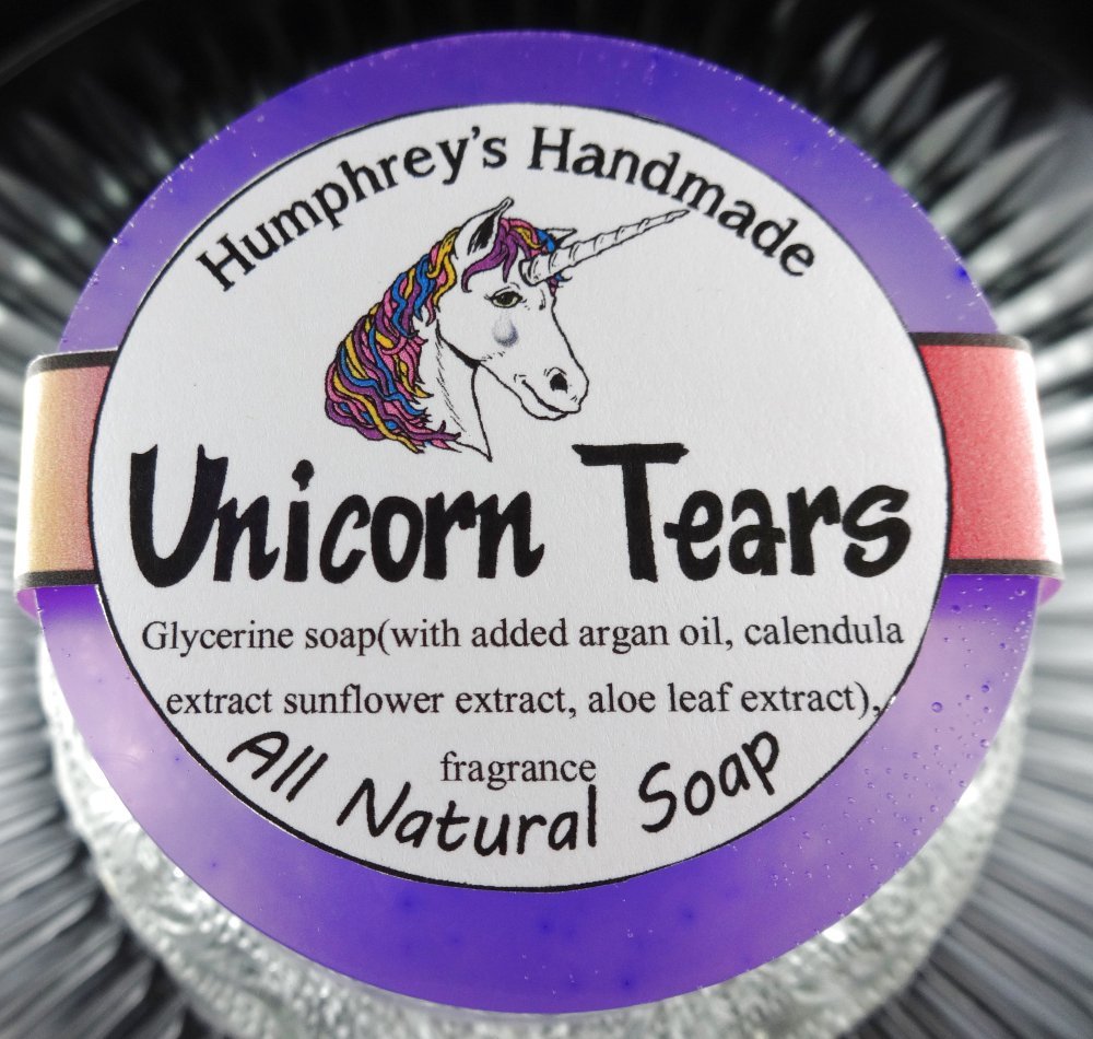 UNICORN TEARS Womens Shave & Shampoo Soap Round Bar Argan Oil Cherry Coconut