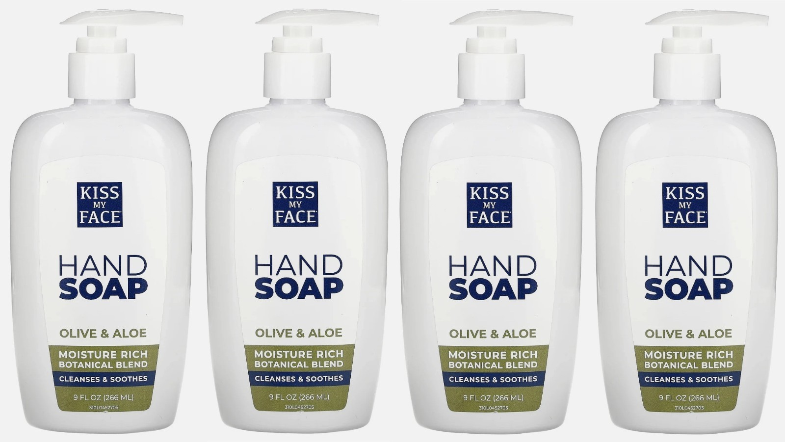 4 Kiss My Face Hand Soap Olive & Aloe 9 fl oz (266 ml) New Lot Of 4
