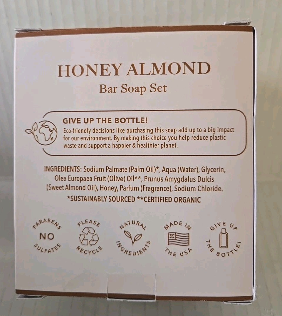 Olivia Care Honey Almond Hydrating Bar Soap Set Pack Of (4) 5oz Each