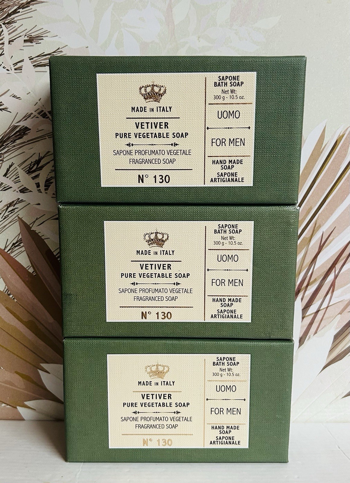 3-Pack Saponificio ~ Vetiver Pure Vegetable Bar Soap 10.5 oz Each
