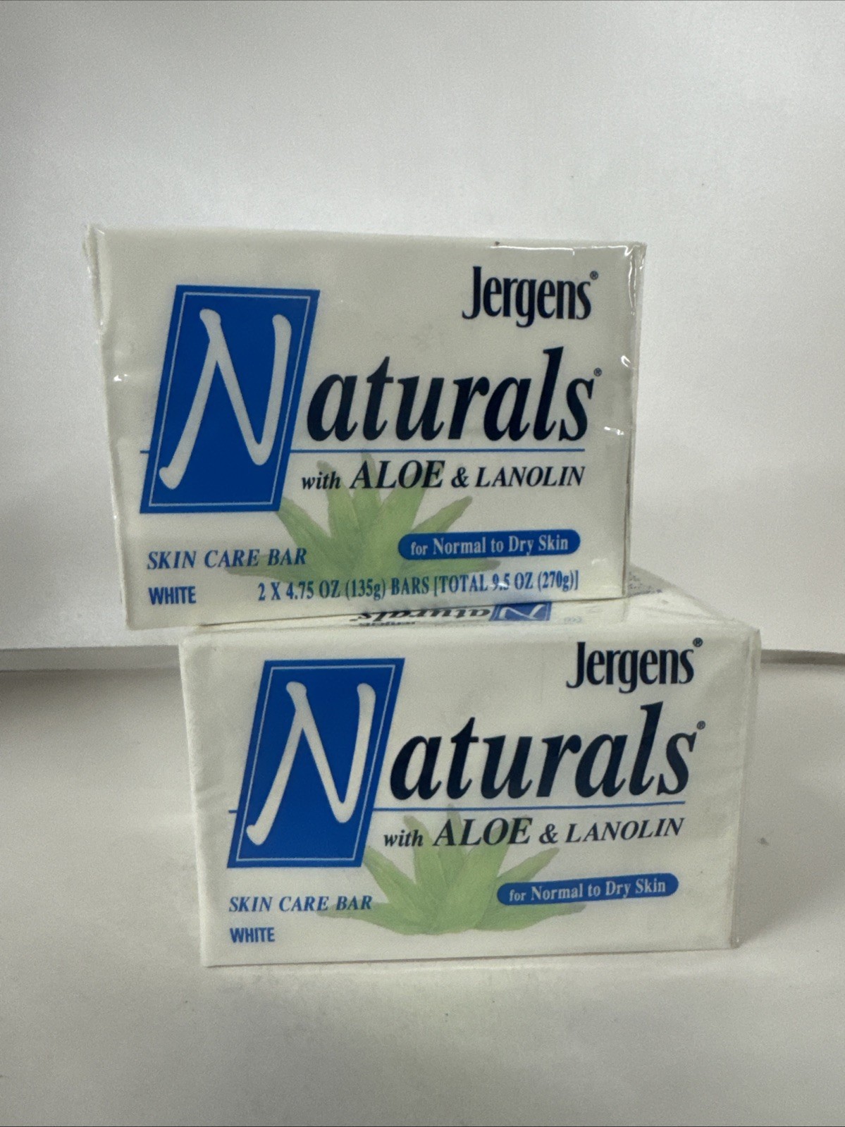 4 BARS-RARE Jergens Naturals w/Aloe & Lanolin 4.75 oz Bar Soap Skin Care