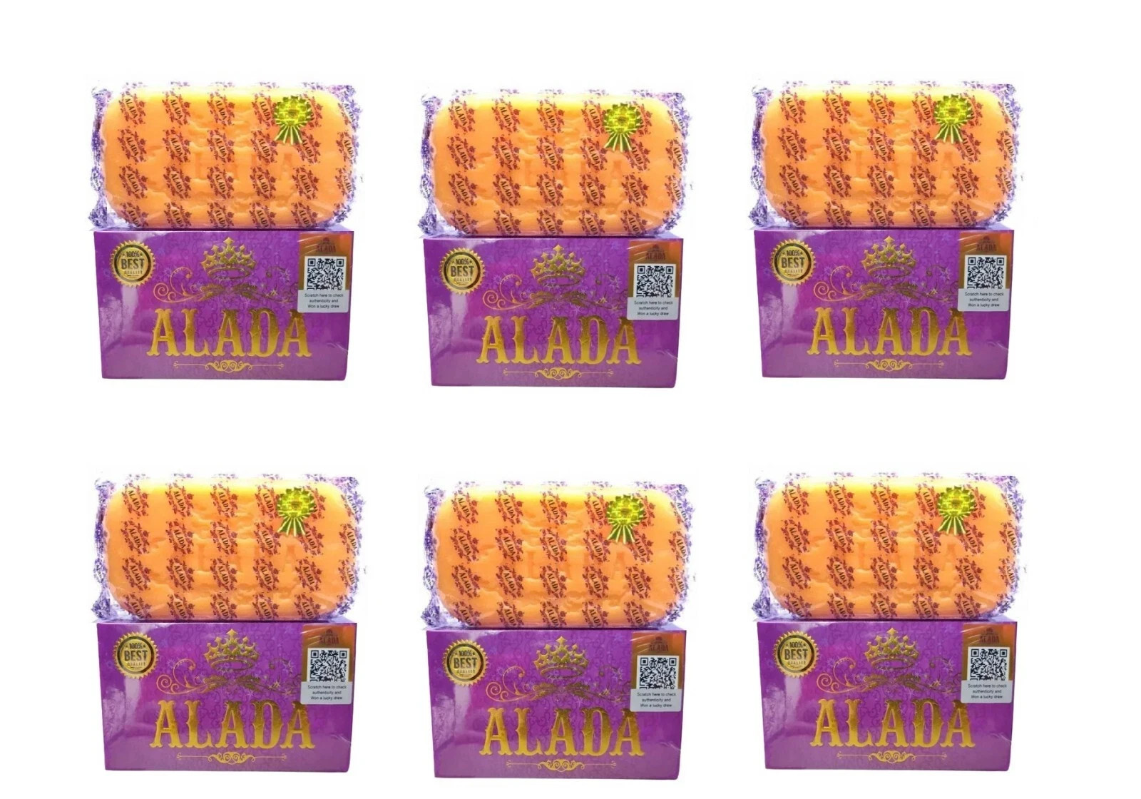 Alada Whitening Soap Natural Extract Face & Body Naturally Brightening 160g x 5